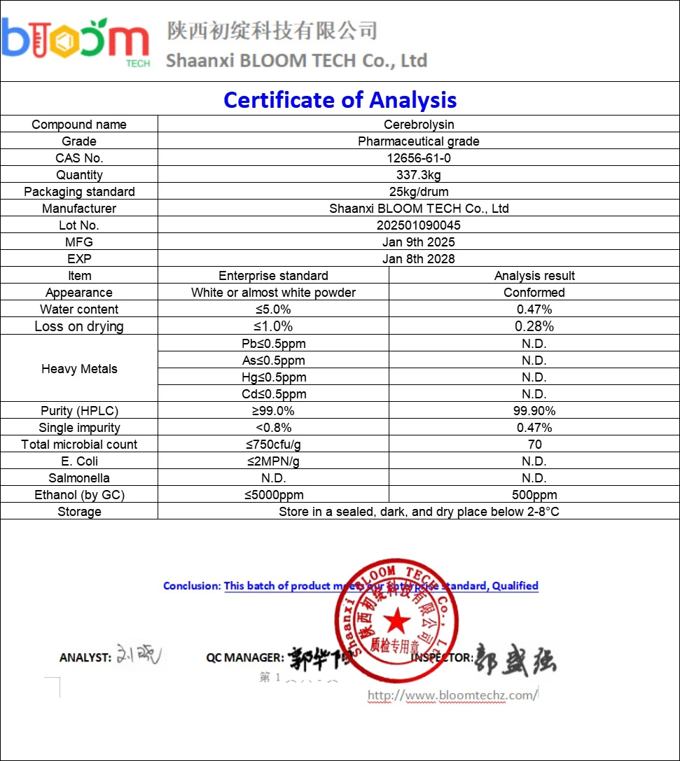 Cerebrolysin COA | Shaanxi BLOOM Tech Co., Ltd Cerebrolysin COA | Shaanxi BLOOM Tech Co., Ltd
